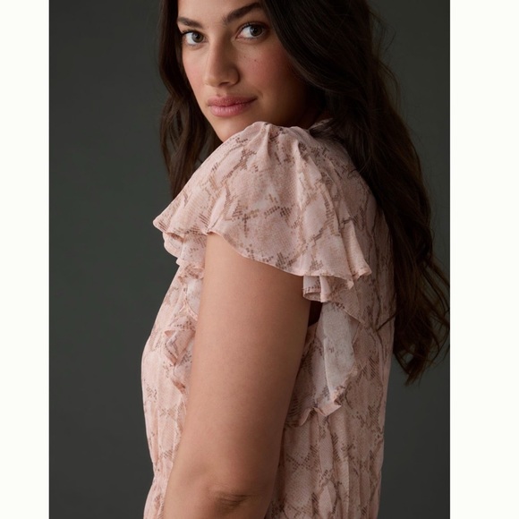 NWT Anthropologie V-Neck Flutter-Sleeve Dress size L - Picture 7 of 15